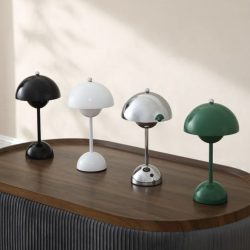 Mainstays Rechargeable 12" Black LED flowerpot Portable Metal Table Lamp